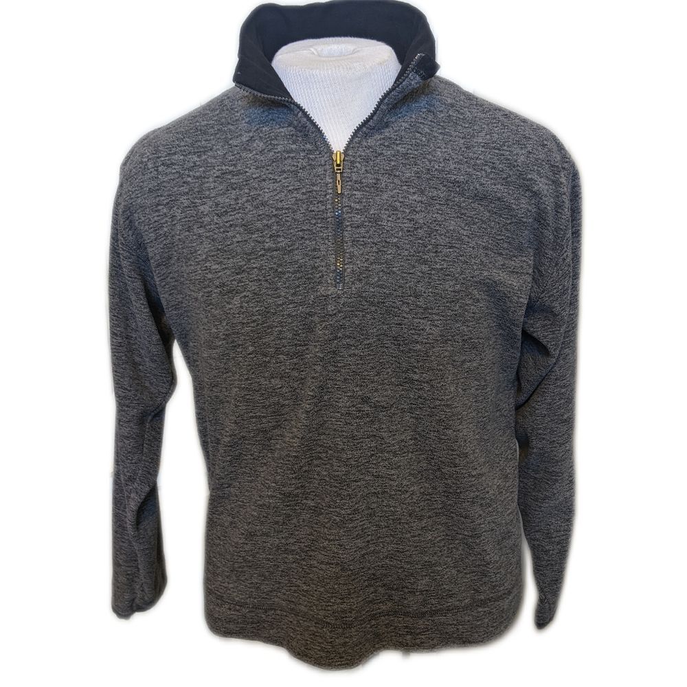 Columbia quarter zip charcoal gray and black soft polyester sweatshirt, small